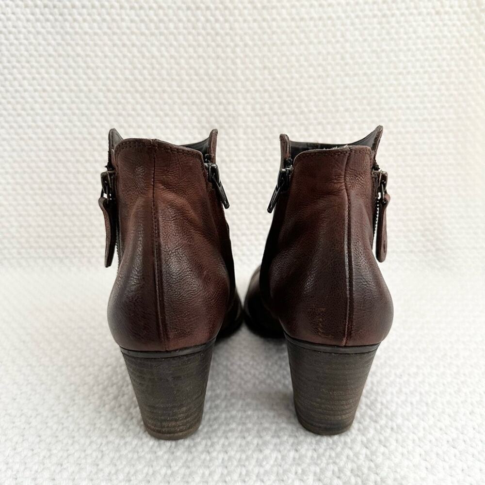Paul Green Brown Leather Aubrey Double Zip Heeled Ankle Boots 4 UK 6 US - Picture 8 of 11